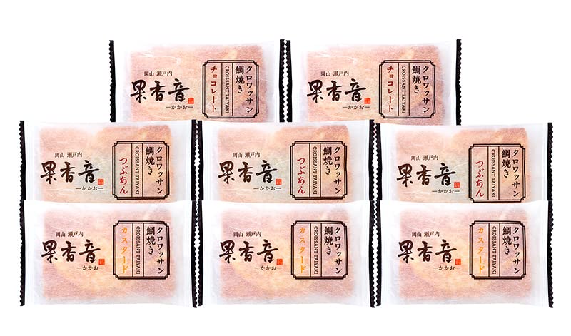 Amazon.co.jp: 果香音 クロワッサン鯛焼き 3種セット (計8個 つぶあん